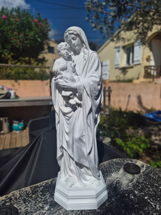 ✨ Statue de la Vierge Marie et l'Enfant Jésus – Édition Dorée ou Blanche ✨