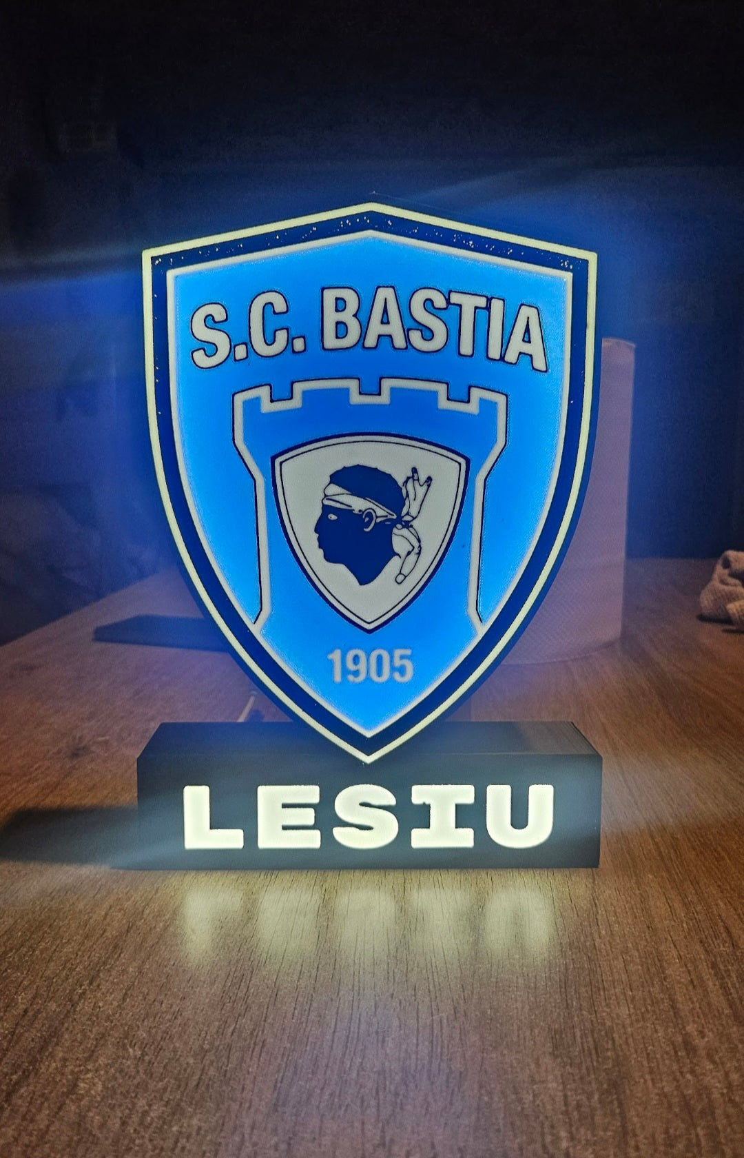 Boîte Lumineuse SC Bastia Personnalisée ⚽💙