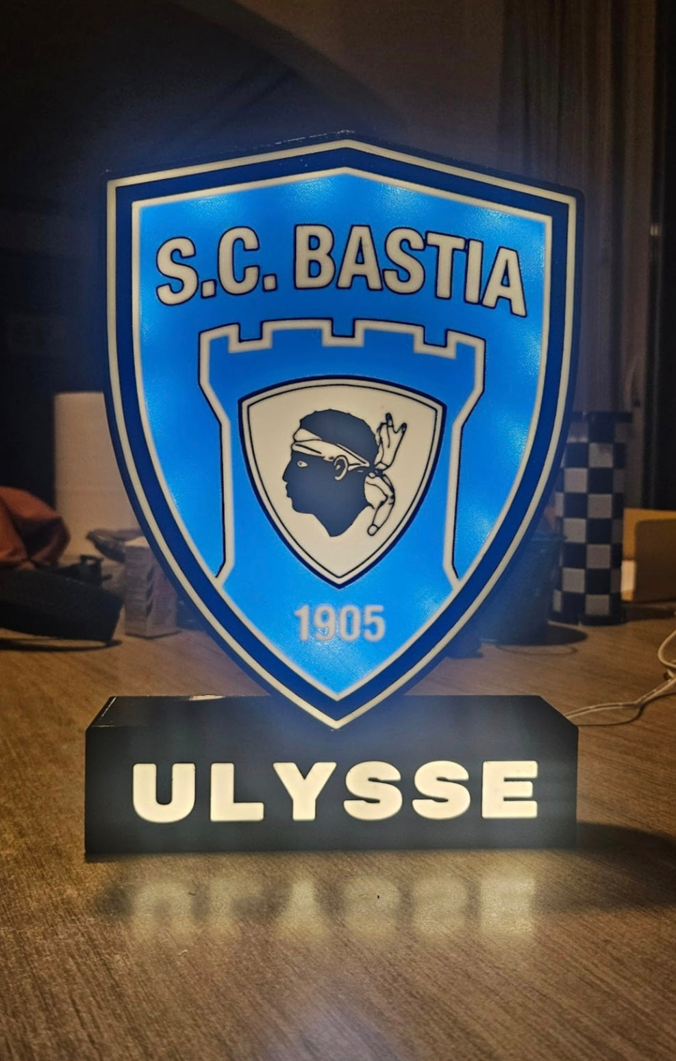 Boîte Lumineuse SC Bastia Personnalisée ⚽💙
