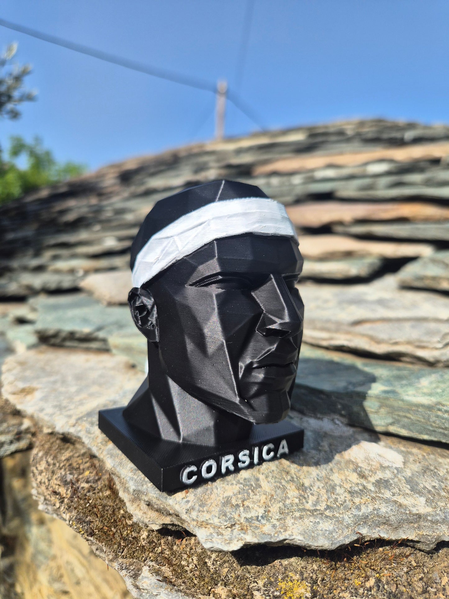 Tête de Maure Corse – Sculpture Low Poly en impression 3D
