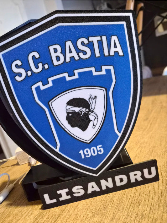 Boîte Lumineuse SC Bastia Personnalisée ⚽💙