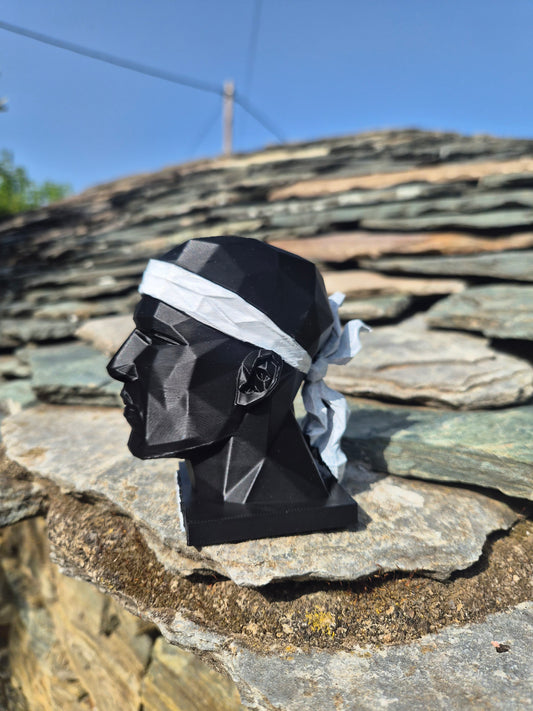 Tête de Maure Corse – Sculpture Low Poly en impression 3D